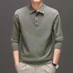 Irffinity Knitwear Polo Collar Solid Color Mens Sweater