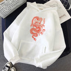 Irffinity Harajuku Dragon Pattern Hoodie for Men Warm