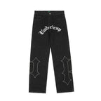 Irffinity European Style Letter Embroidered Jeans For Women