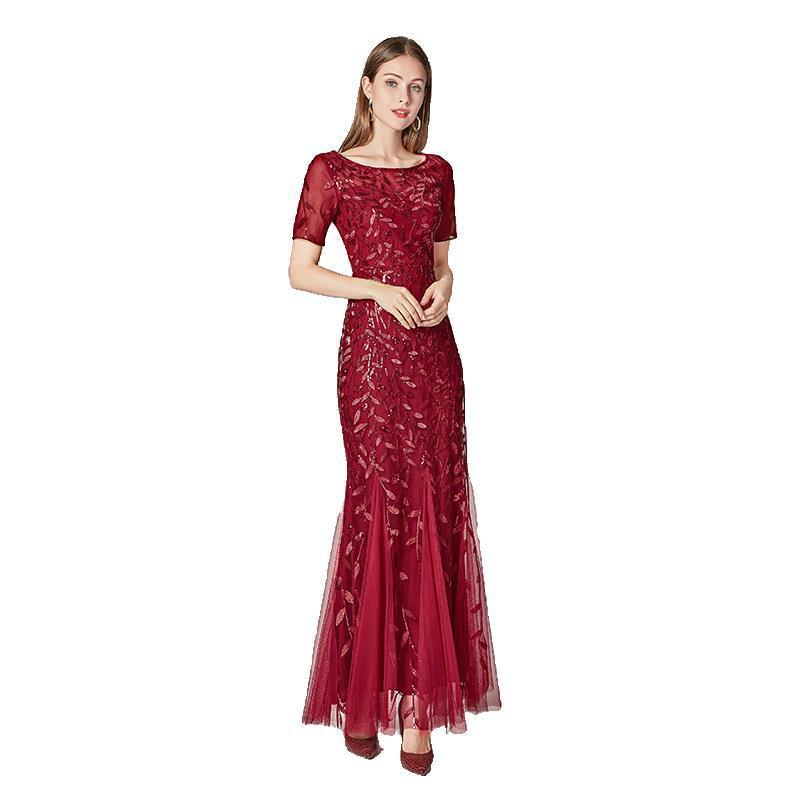 Irffinity Evening Dress For Women Lace Embroidery Chic