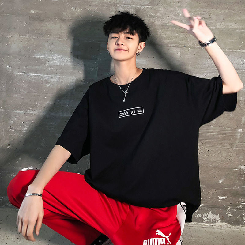 Irffinity Loose Half Sleeve Tee for Men Breathable Comfort