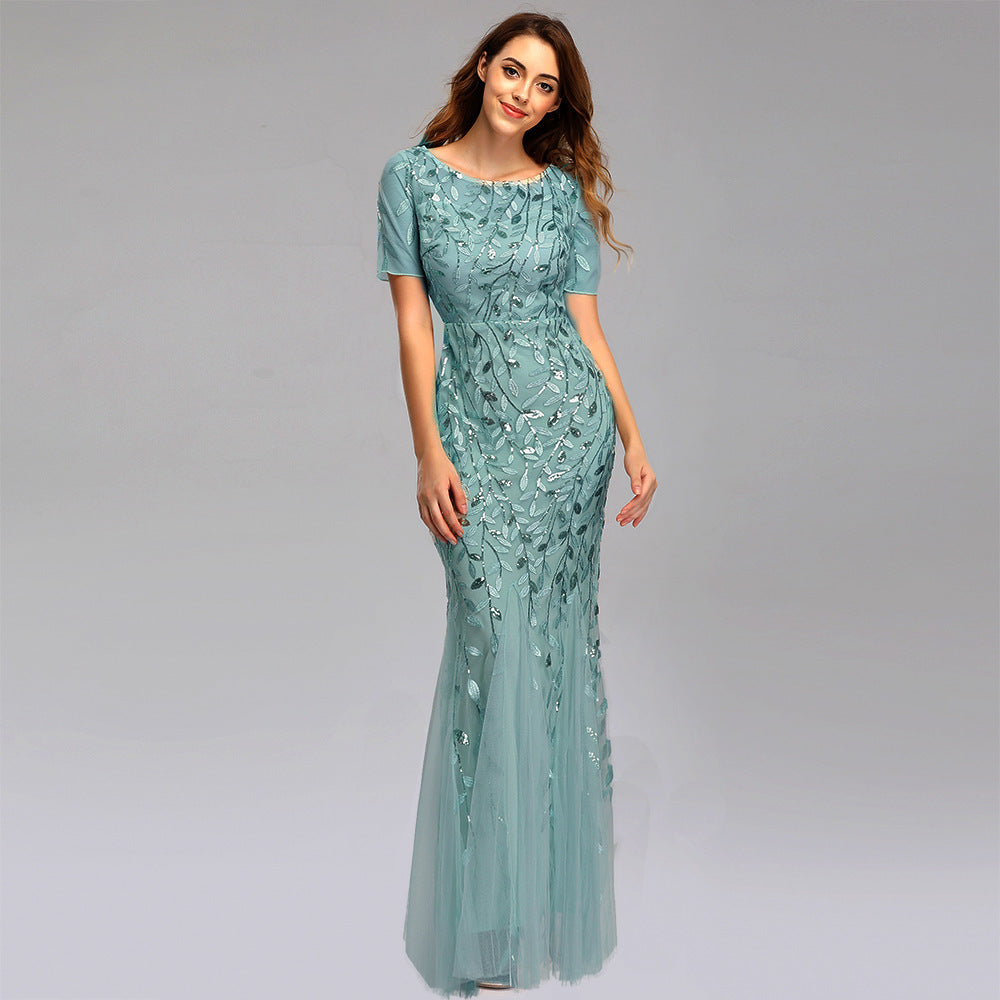 Irffinity Evening Dress For Women Lace Embroidery Chic