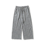 Summer Plus Size Chinese Style Cotton And Linen Plaid Baggy Pants