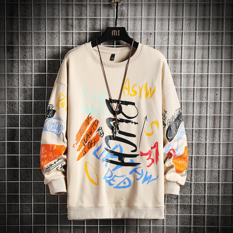 Irffinity Harajuku Mens Oversized Crewneck Sweatshirt