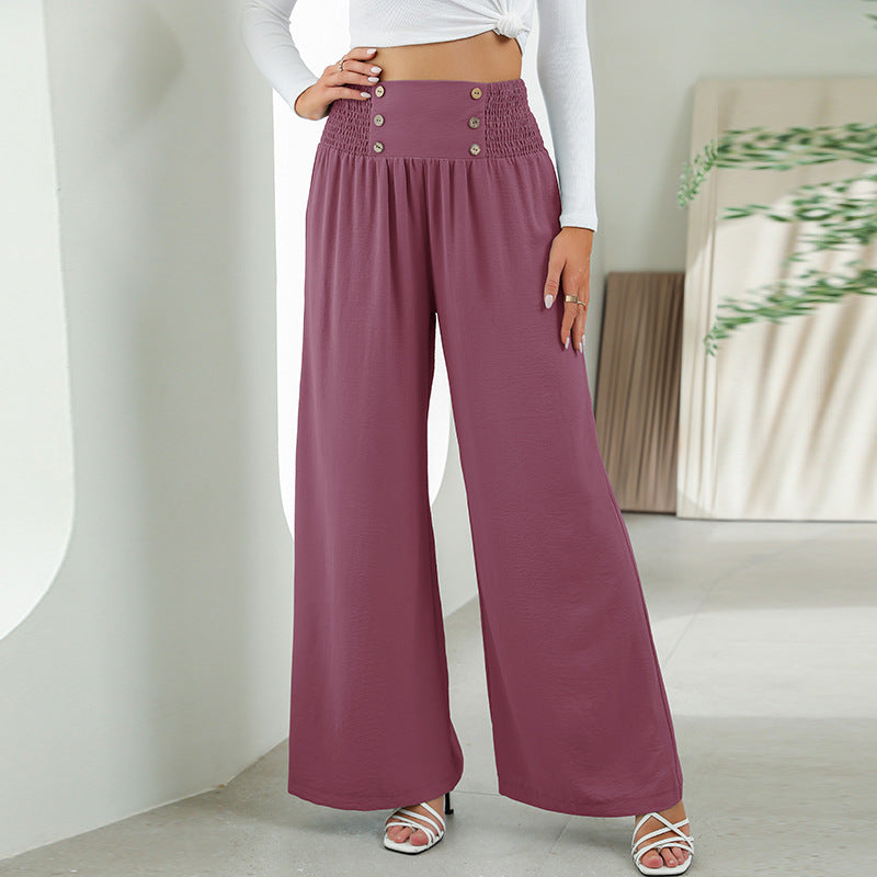 Irffinity Elastic High Waist Wide Leg Pants For Women