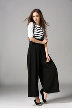 Irffinity Cropped Suspenders Wide Leg Pants Bubble Women