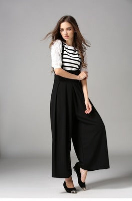 Irffinity Cropped Suspenders Wide Leg Pants Bubble Women