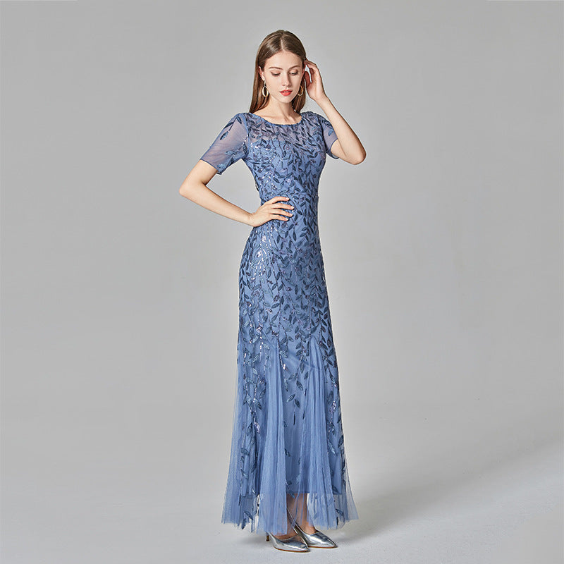Irffinity Evening Dress For Women Lace Embroidery Chic