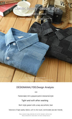 Irffinity Loose Fit Denim Jacquard Shirt Long Sleeve Men