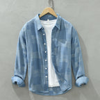Irffinity Loose Fit Denim Jacquard Shirt Long Sleeve Men