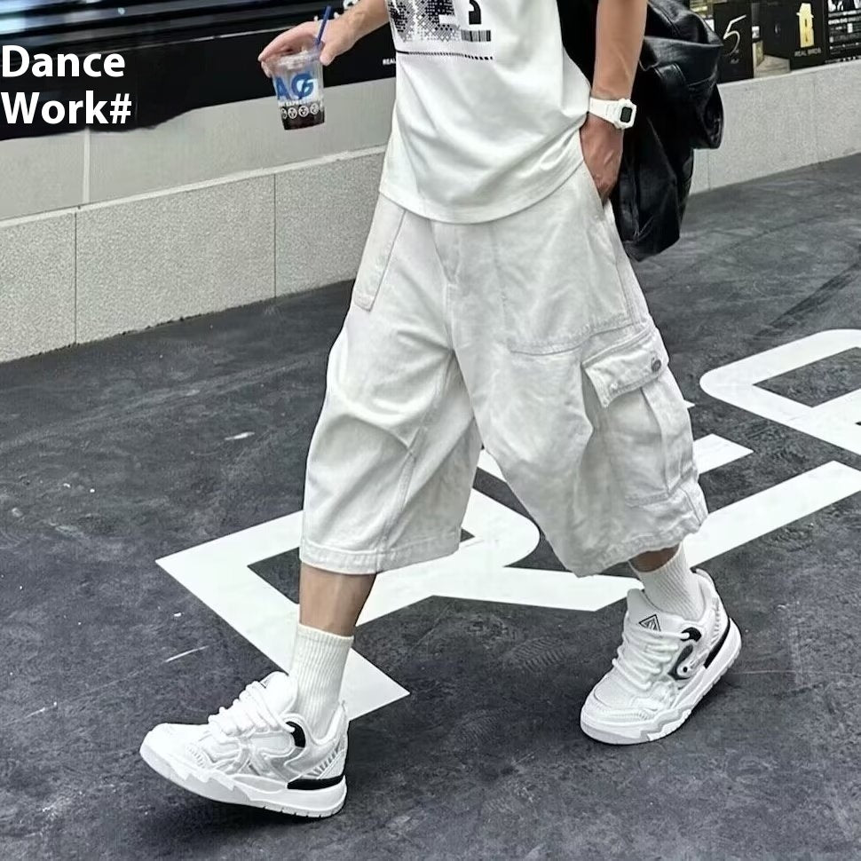 Irffinity All Matching Cargo Pants Loose Cropped Youth