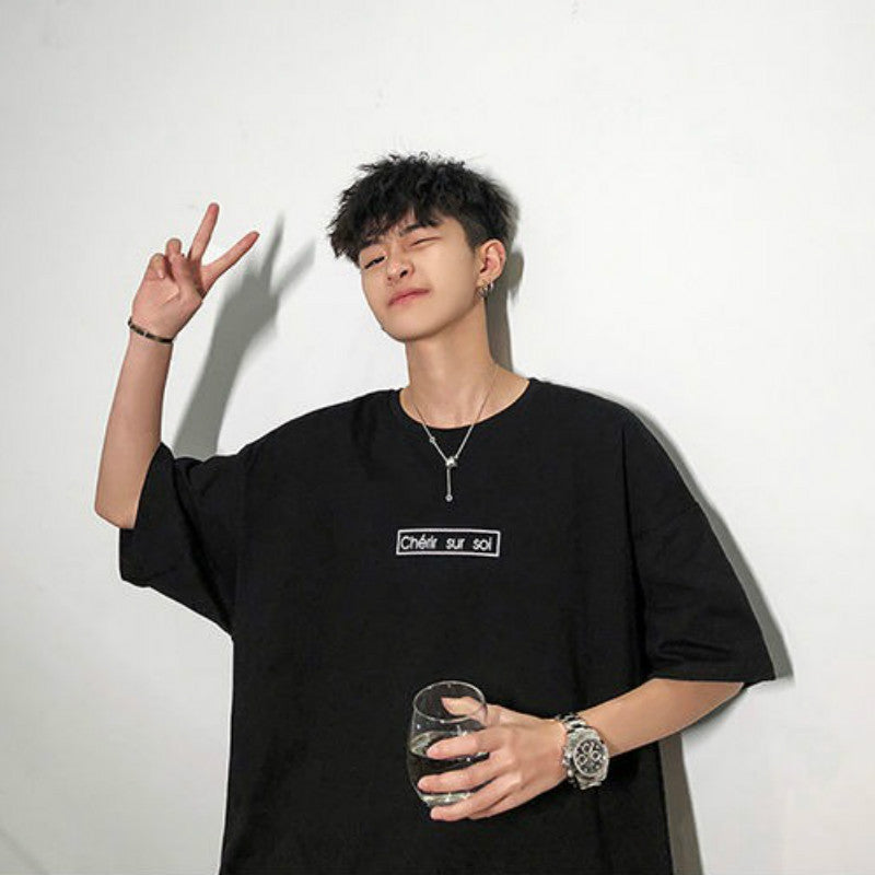 Irffinity Loose Half Sleeve Tee for Men Breathable Comfort