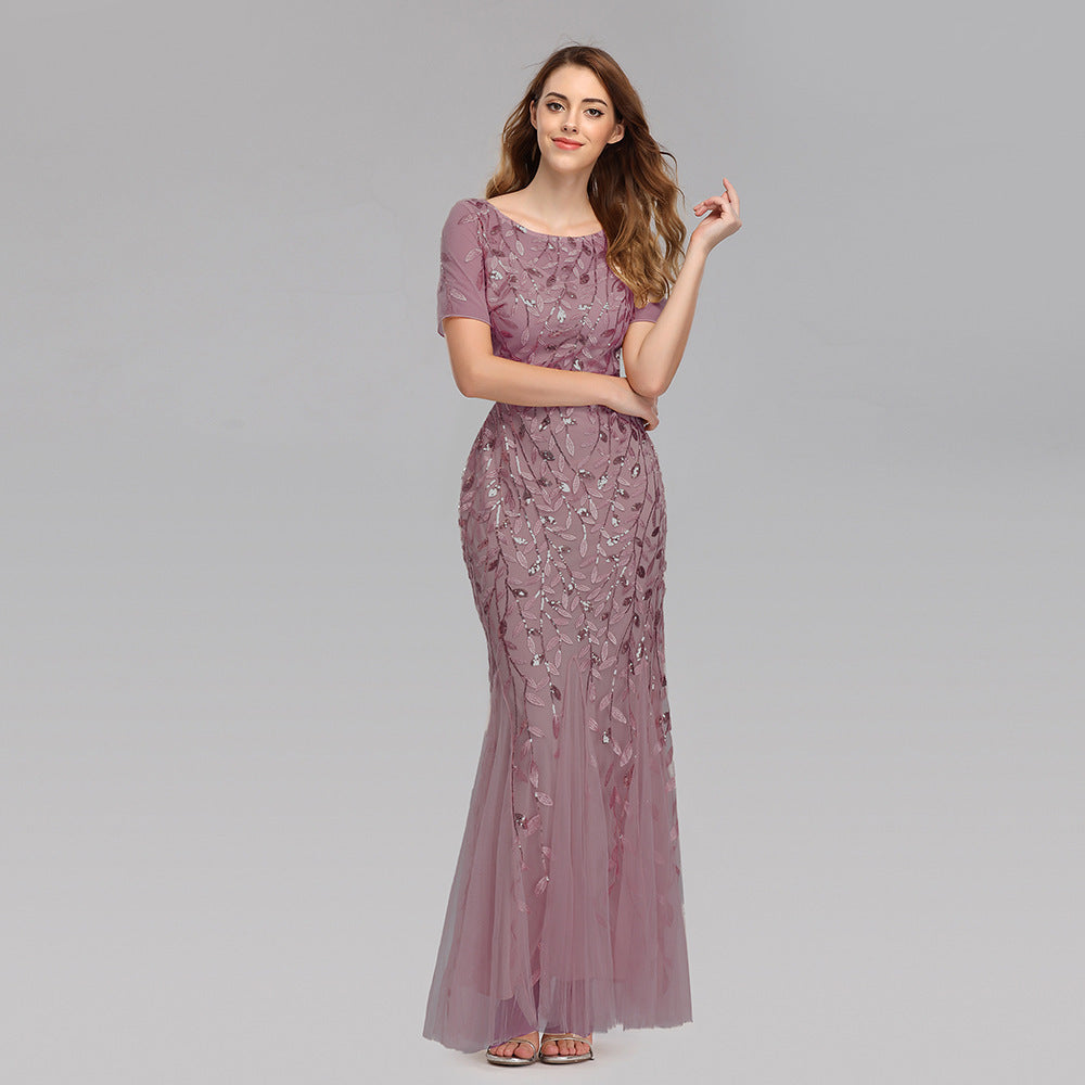 Irffinity Evening Dress For Women Lace Embroidery Chic