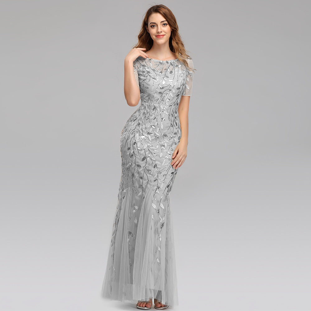 Irffinity Evening Dress For Women Lace Embroidery Chic
