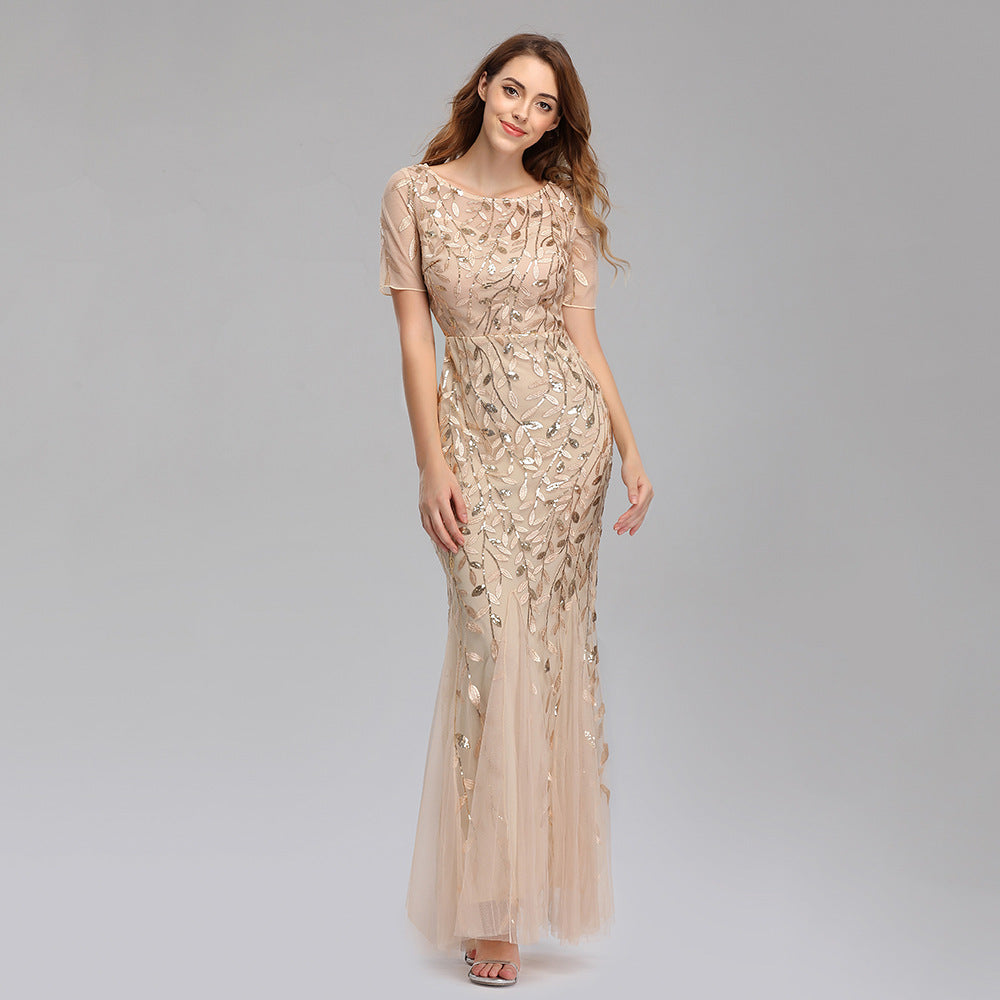 Irffinity Evening Dress For Women Lace Embroidery Chic