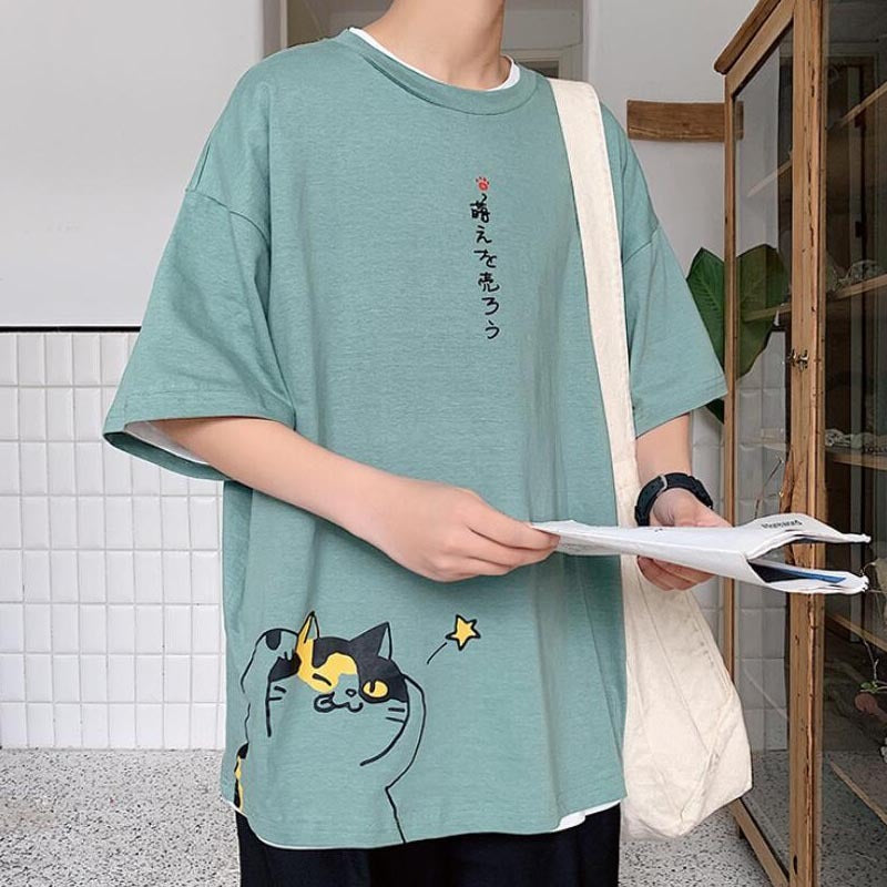 Irffinity Men Cotton Cartoon Print ShortSleeve T Shirt Cool