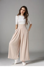 Irffinity Cropped Suspenders Wide Leg Pants Bubble Women