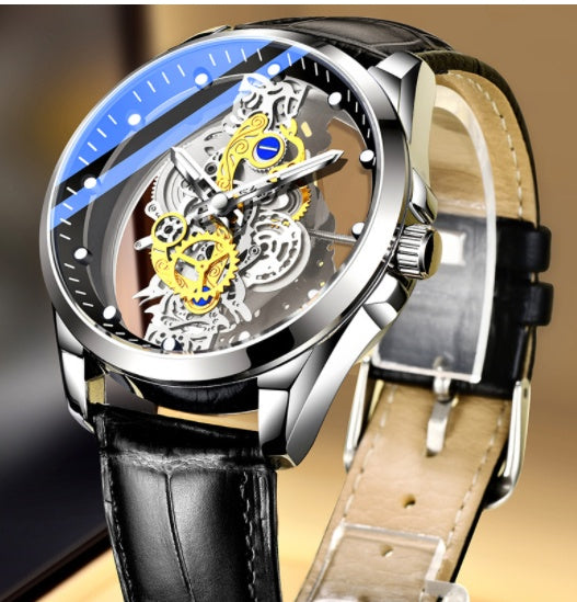 Irffinity Men Skeleton Automatic Watch Gold Luxury Vintage