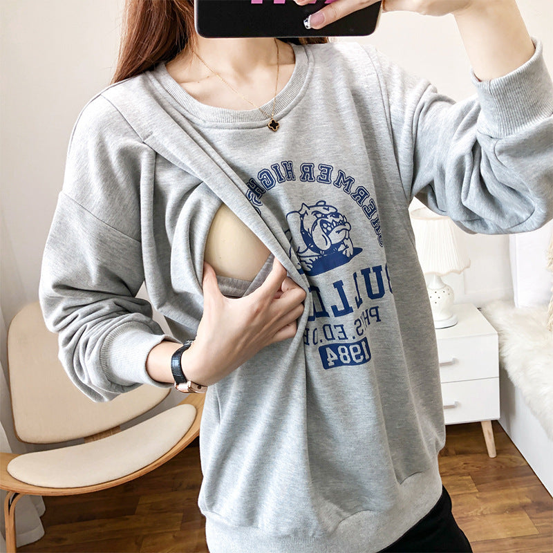 Irffinity Cozy Nursing Sweatshirt For Pregnant Women Cotton