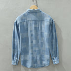 Irffinity Loose Fit Denim Jacquard Shirt Long Sleeve Men