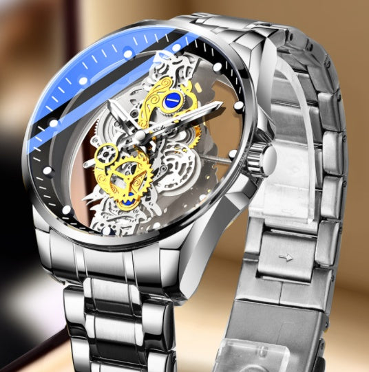 Irffinity Men Skeleton Automatic Watch Gold Luxury Vintage