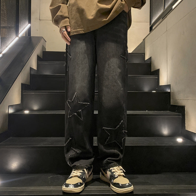 Irffinity Loose Denim Pants Autumn Winter High Street Unisex