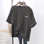 Irffinity White Loose Short Sleeve T Shirt For Women Chic