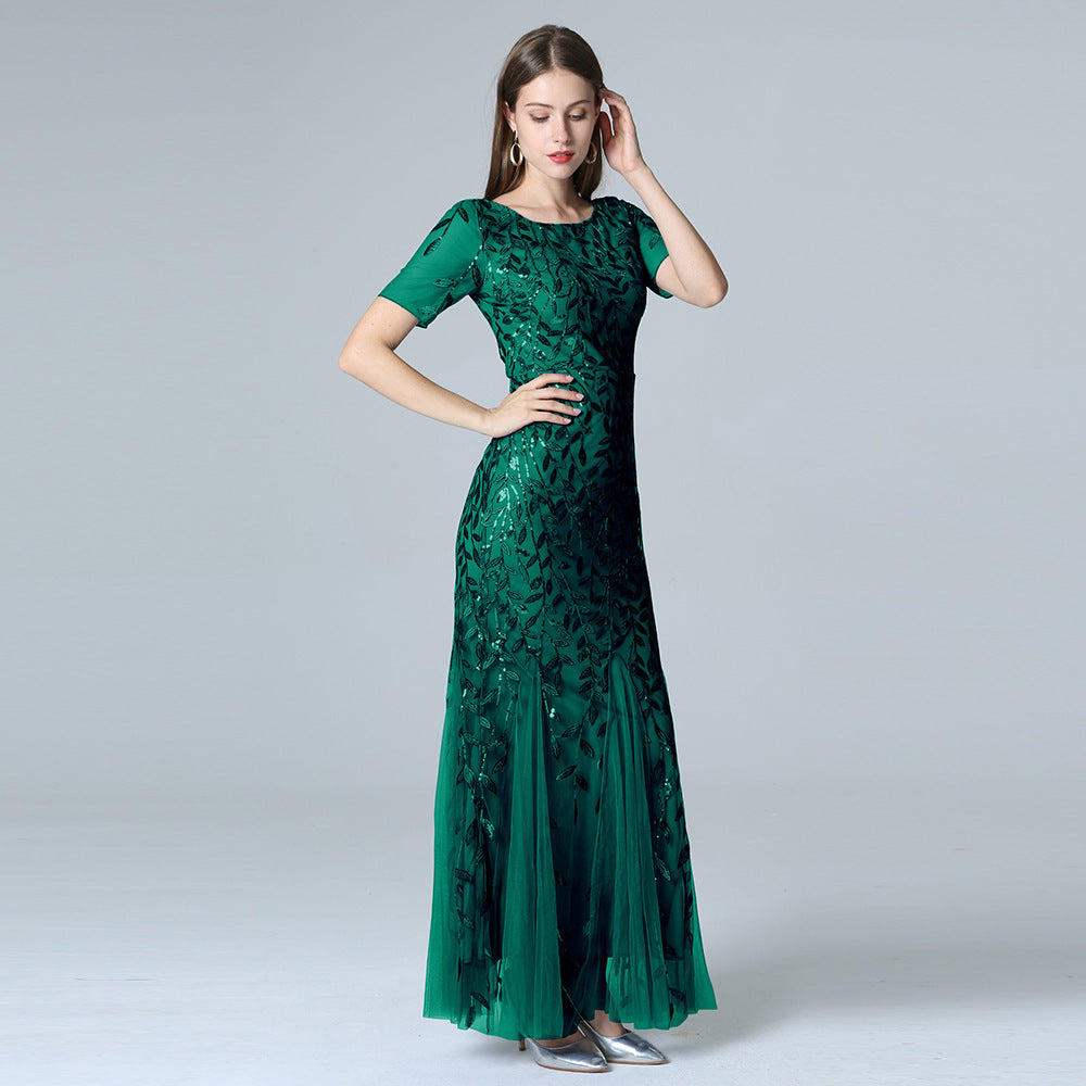 Irffinity Evening Dress For Women Lace Embroidery Chic