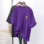 Irffinity White Loose Short Sleeve T Shirt For Women Chic