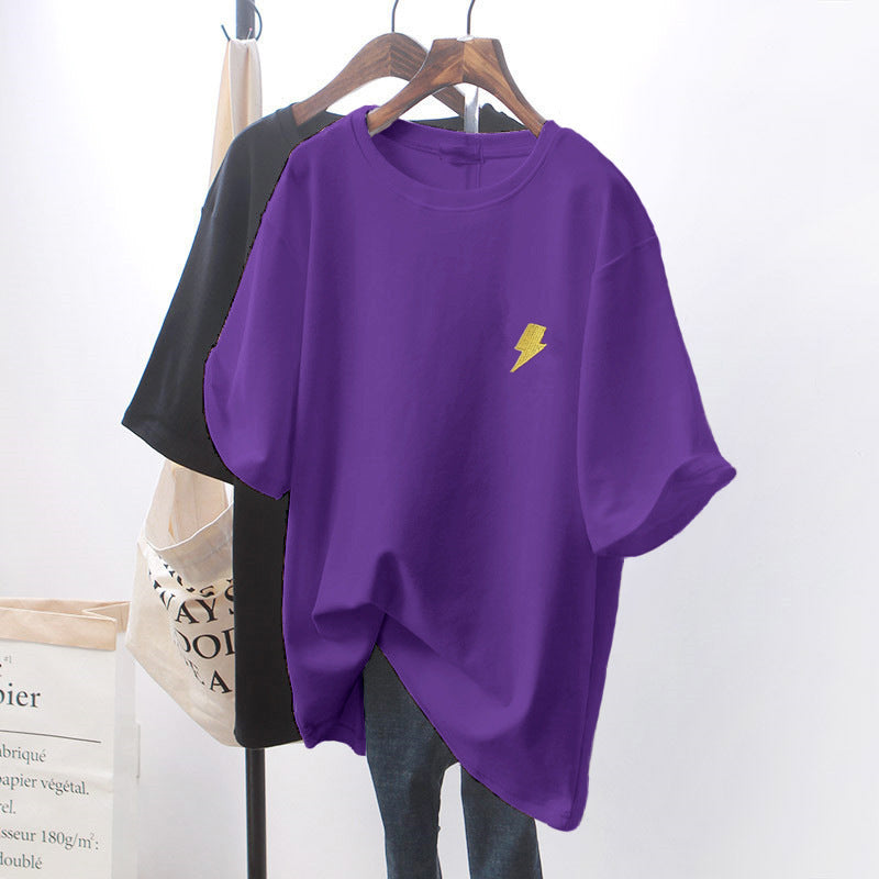 Irffinity White Loose Short Sleeve T Shirt For Women Chic