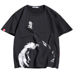 Irffinity Mens Loose T Shirt Ink Printing Soft Cotton