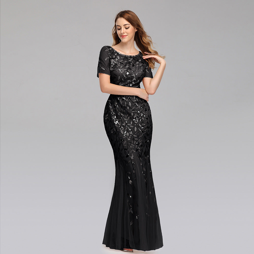 Irffinity Evening Dress For Women Lace Embroidery Chic
