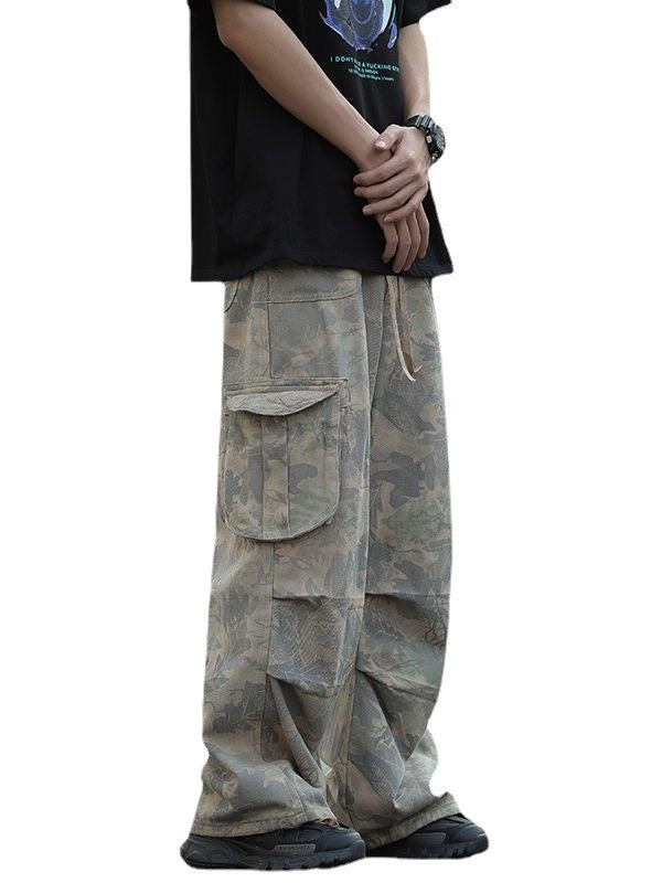 Irffinity Camouflage Workwear Pants for Men Wide Leg