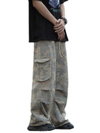 Irffinity Camouflage Workwear Pants for Men Wide Leg