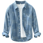 Irffinity Loose Fit Denim Jacquard Shirt Long Sleeve Men