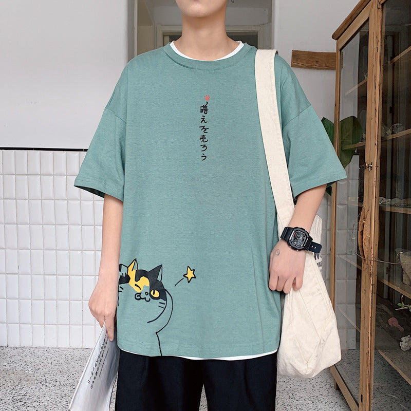 Irffinity Men Cotton Cartoon Print ShortSleeve T Shirt Cool