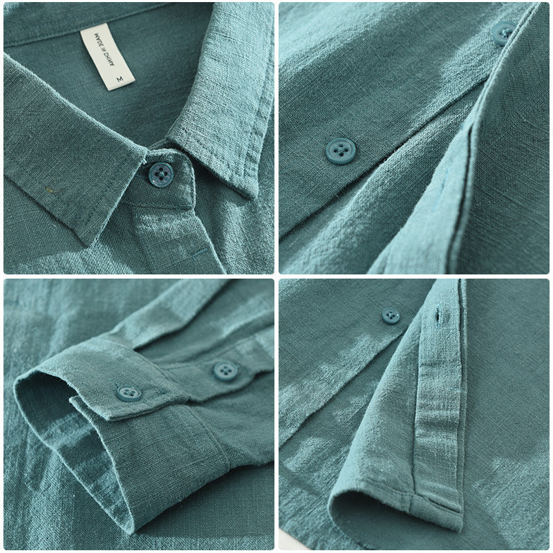 Irffinity Linen Long Sleeve Shirt For Youth Loose Fit