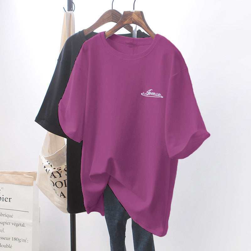 Irffinity White Loose Short Sleeve T Shirt For Women Chic