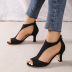 Irffinity Women High Heel Peep Toe Sandals With Back Zipper
