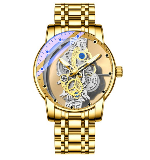 Irffinity Men Skeleton Automatic Watch Gold Luxury Vintage