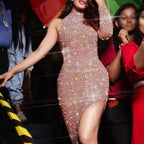 Irffinity Irregular Split Long Sleeve Dress For Women