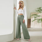 Irffinity Elastic High Waist Wide Leg Pants For Women