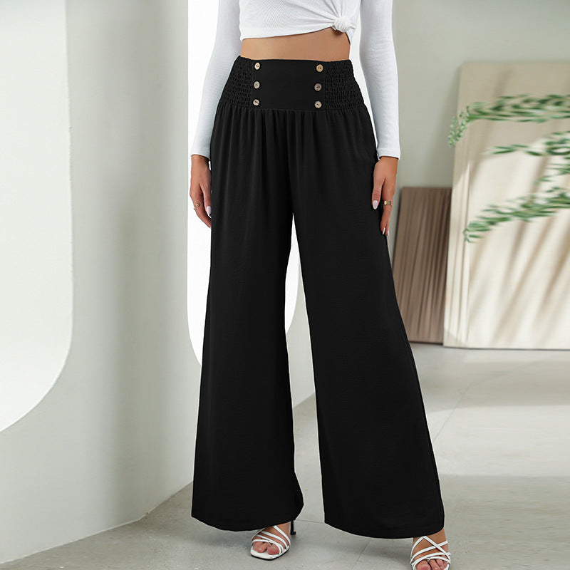 Irffinity Elastic High Waist Wide Leg Pants For Women