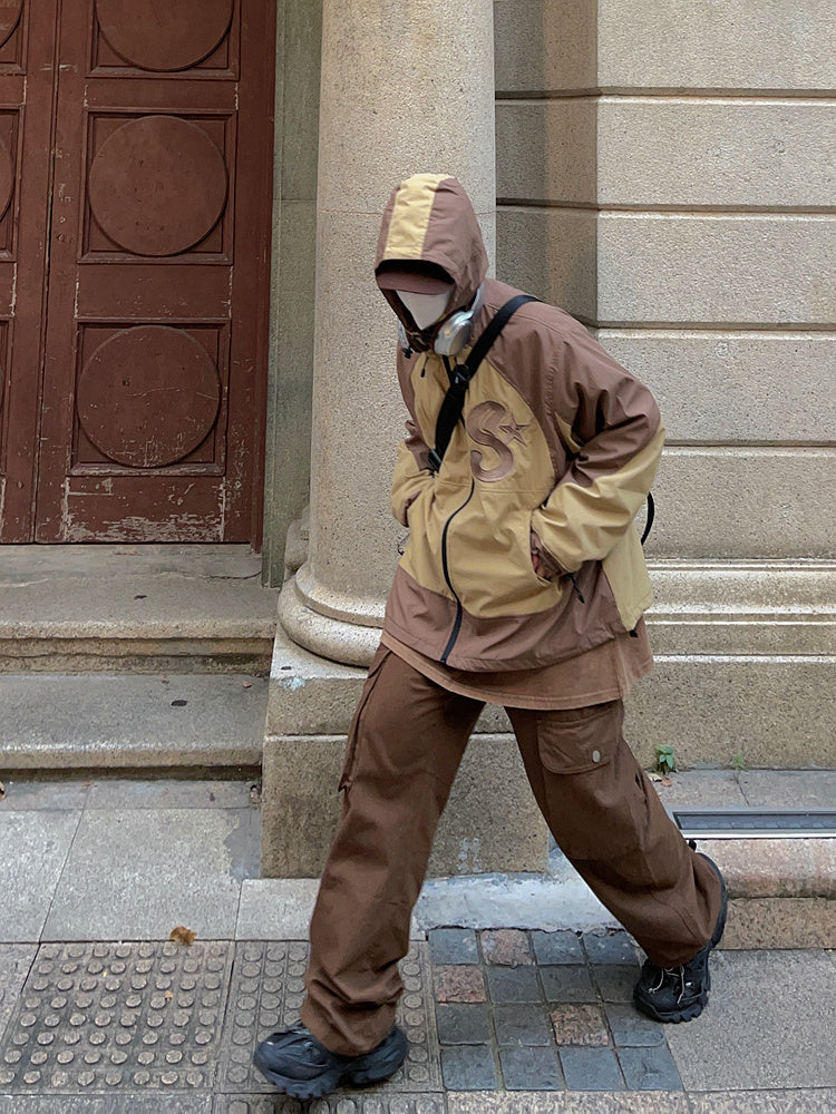 Irffinity Unisex Casual Multi Pocket Loose Overalls Brown