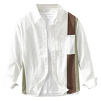 Irffinity Mens Cotton Stitching Long Sleeve Shirt Stylish