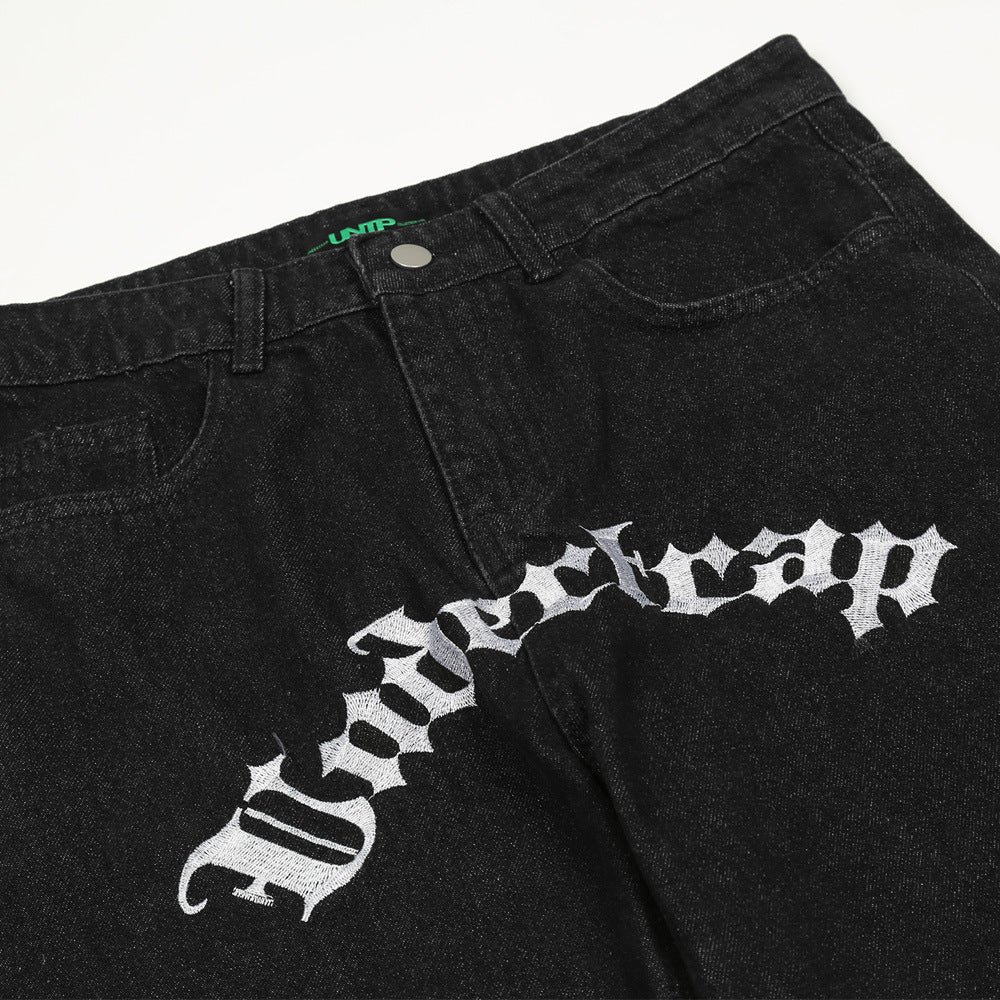 Irffinity European Style Letter Embroidered Jeans For Women