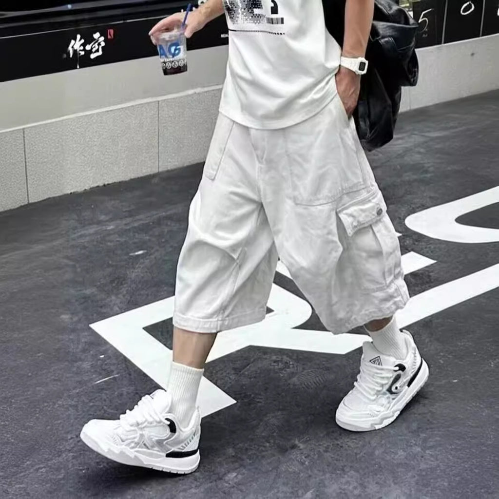 Irffinity All Matching Cargo Pants Loose Cropped Youth