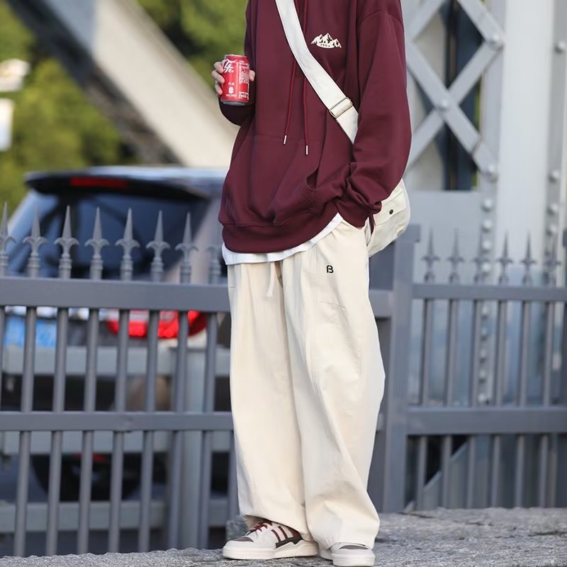 Irffinity Youth Mens Solid Color Sports Pants Loose Fit