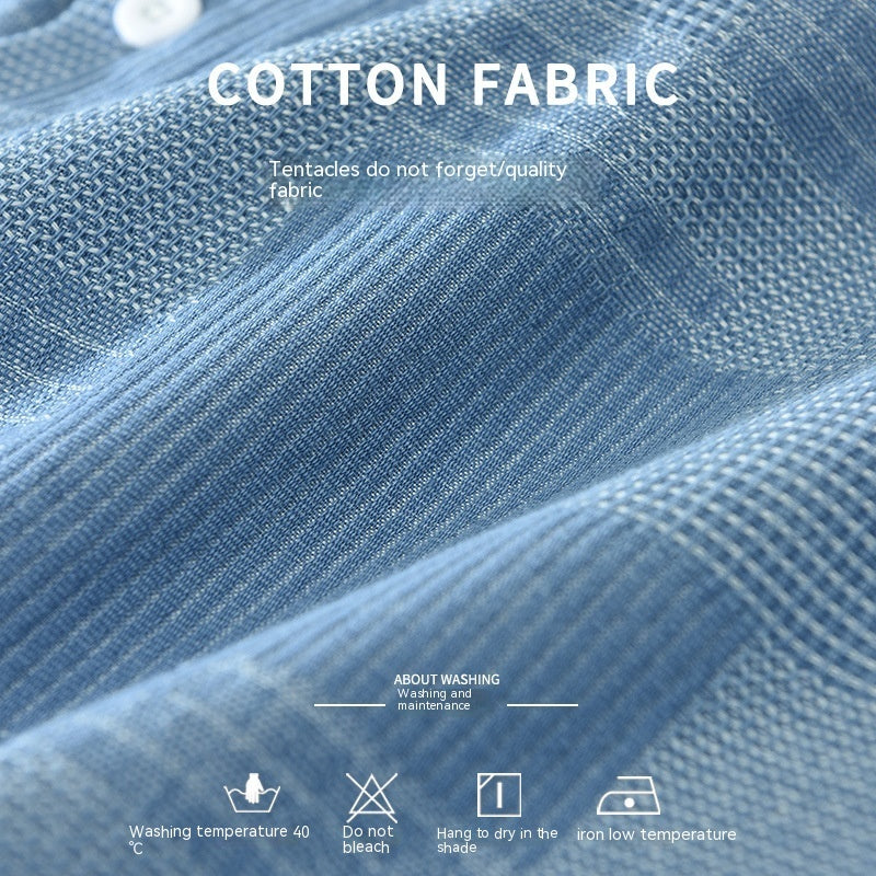 Irffinity Loose Fit Denim Jacquard Shirt Long Sleeve Men