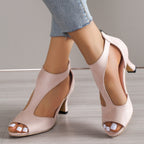 Irffinity Women High Heel Peep Toe Sandals With Back Zipper